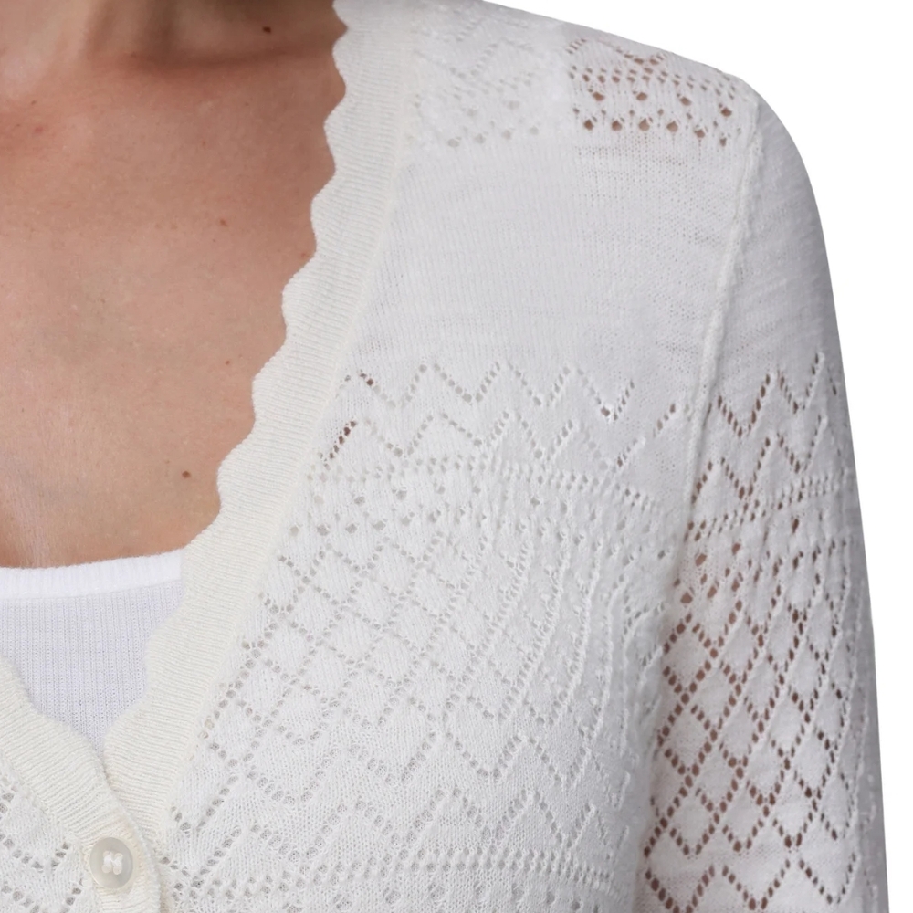 Frye Women's Ivory Pointelle Cardigan Sweater - Picture 5 of 8